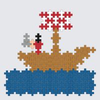 Plus-Plus Pirate ship with pirate instructions