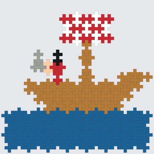 Plus-Plus Pirate ship with pirate instructions