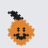 Plus-Plus Pumpkin with hat instructions