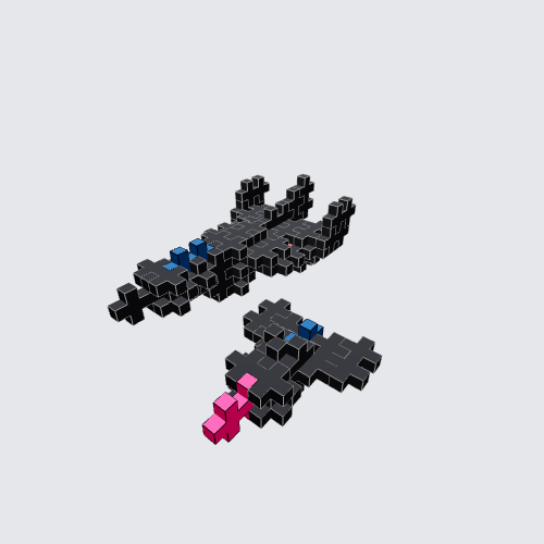 Plus-Plus Black Bird with Rocket Instructions