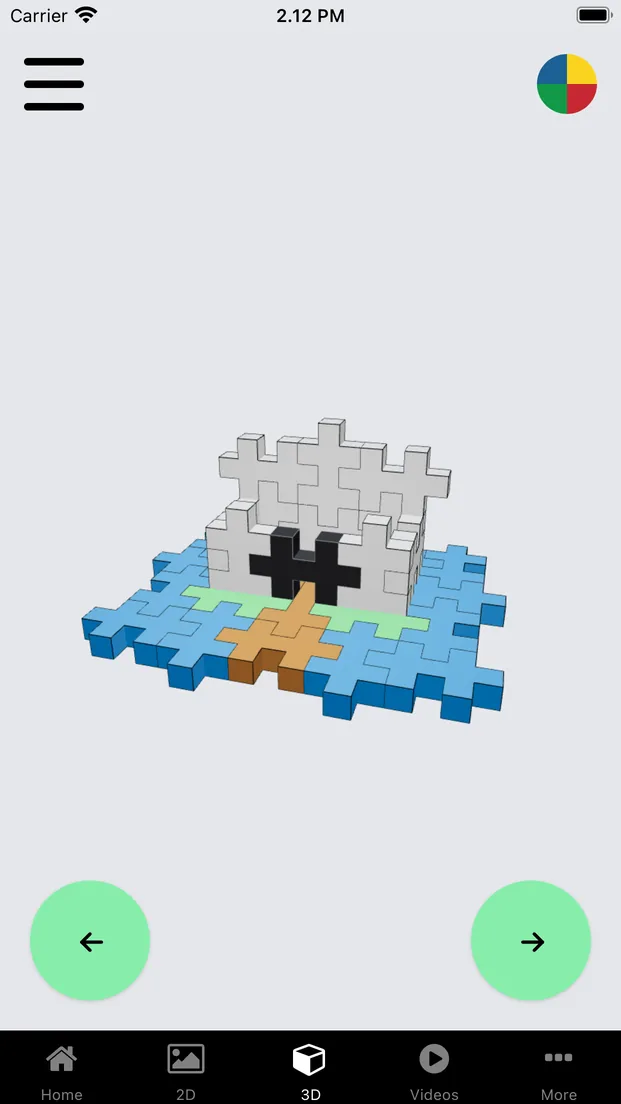 Plus-Plus App 3D build viewer with rotate controls