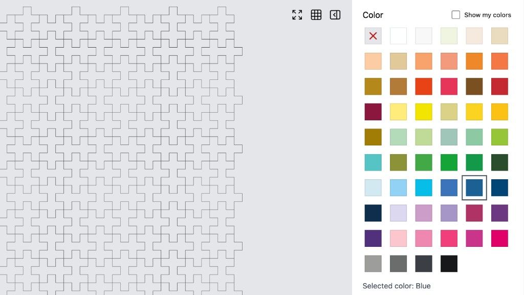 Creator Studio color picker showing the expanded full Plus-Plus color palette
