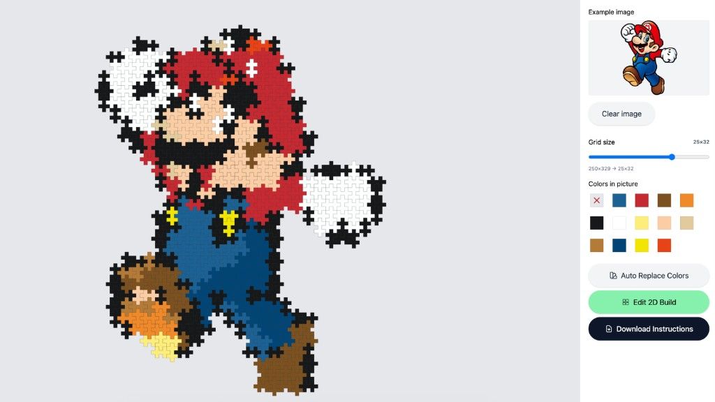 Adjust Plus-Plus 2D mosaic grid size with a slider to control detail and block count
