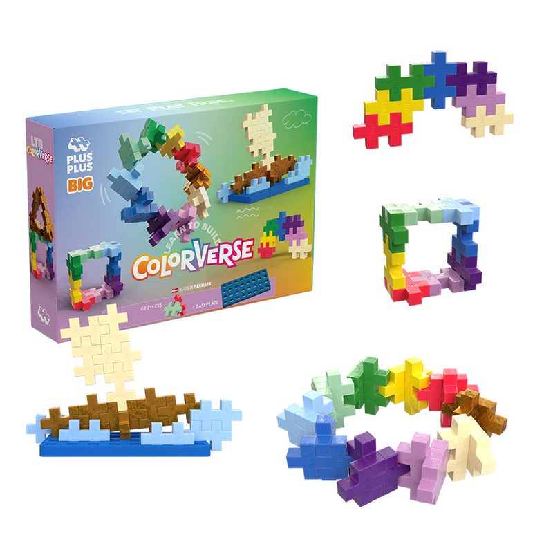 Learn to Build - BIG - Colorverse - 60 Piece Set Plus-Plus Instructions