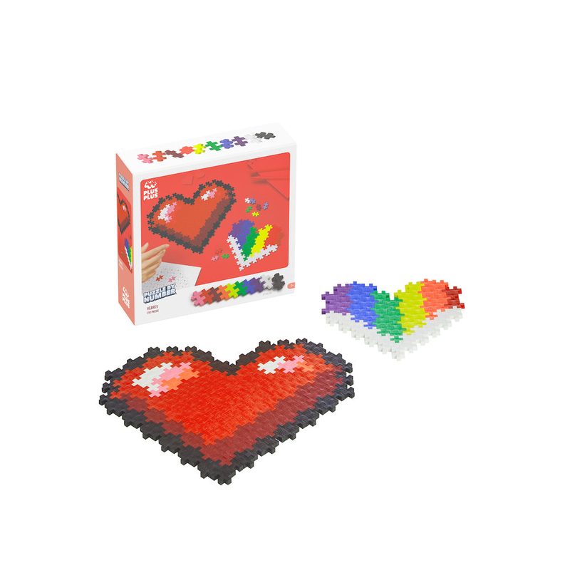 250 pc Hearts - Puzzle By Number - 250 Piece Set Plus-Plus Instructions