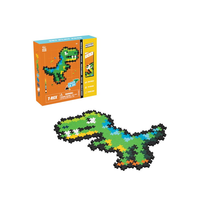 250 pc T-Rex - Puzzle By Number - 250 Piece Set Plus-Plus Instructions