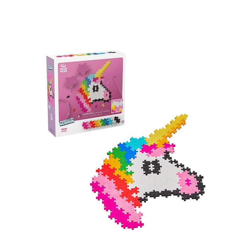 250 pc Unicorn - Puzzle By Number - 250 Piece Set Plus-Plus Instructions
