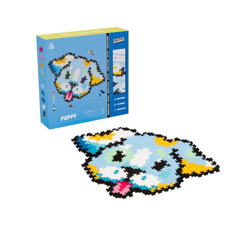 500 pc Puppy - Puzzle By Number - 500 Piece Set Plus-Plus Instructions