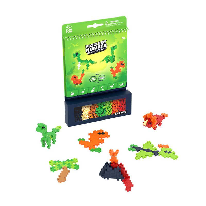 Activity Pad - Dinosaurs - Puzzle By Number - 125 Piece Set Plus-Plus Instructions